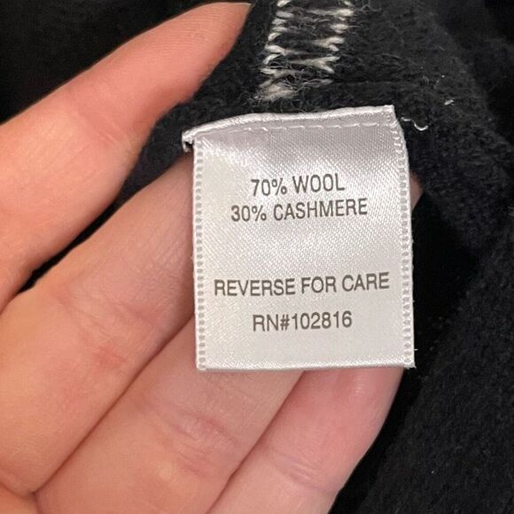 Garnet Hill Oversized Cashmere Blend Striped Turtleneck Sweater Tunic Size Small - Picture 5 of 8